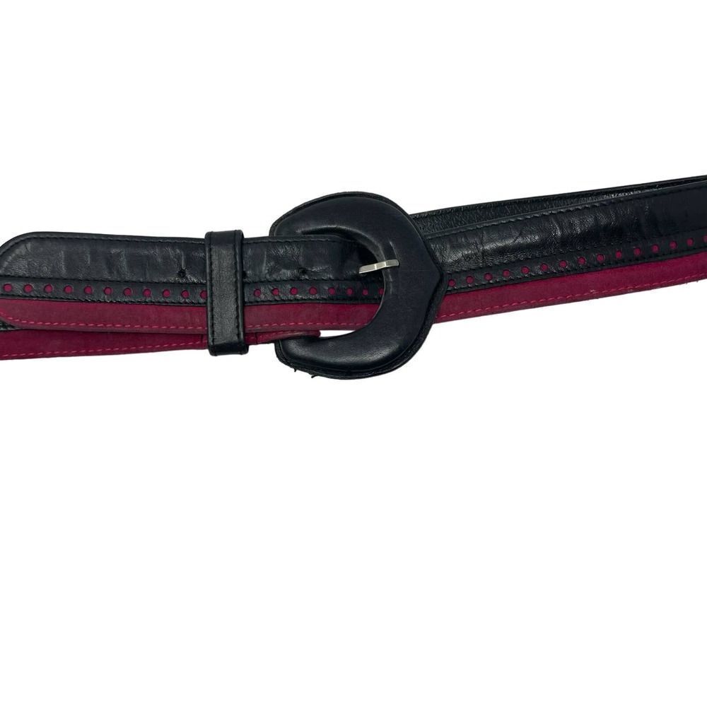 Mondi Leather Suede Belt Small Navy Blue Fuschia